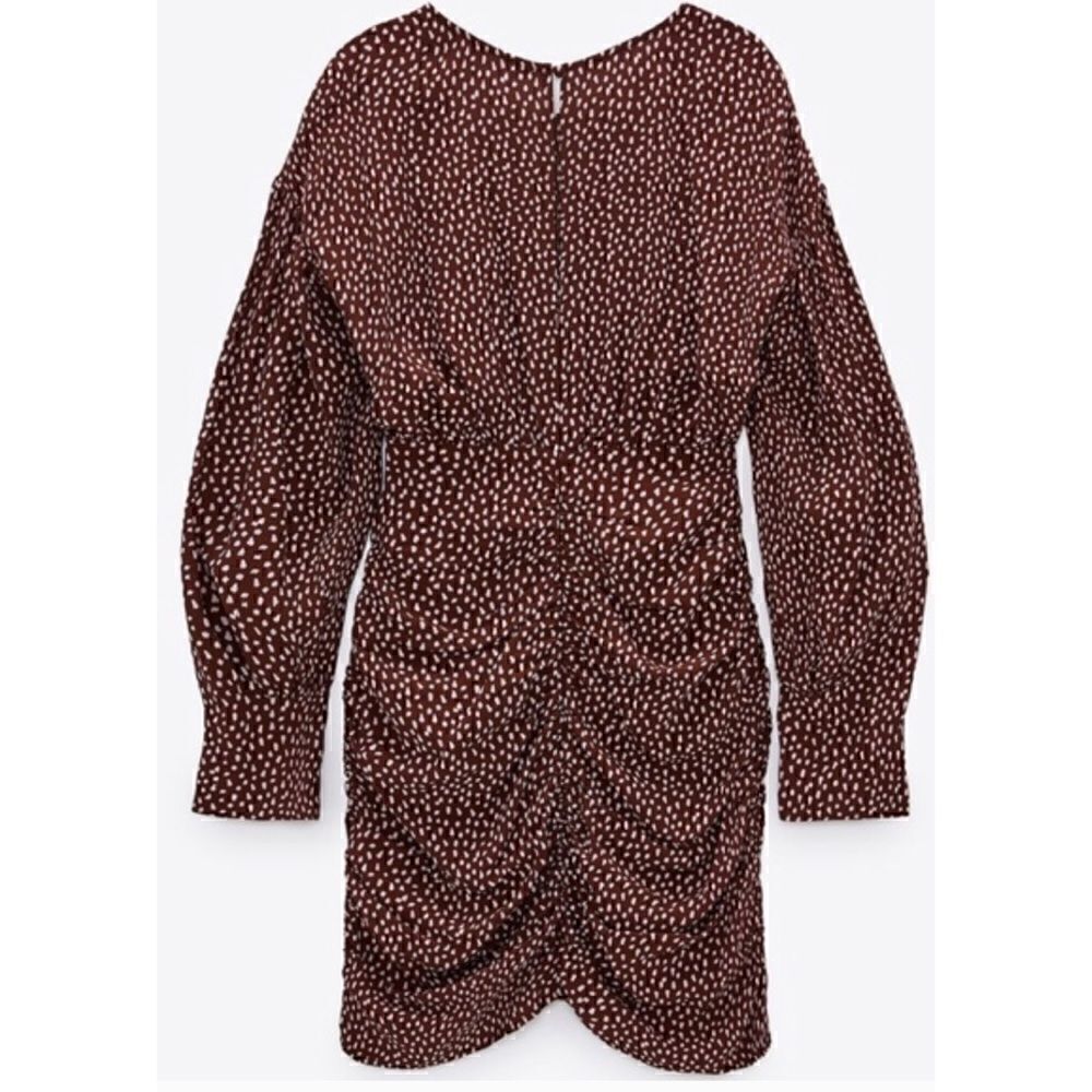 NWT  Zara Draped Printed Mini Dress, Size XS - Picture 7 of 11